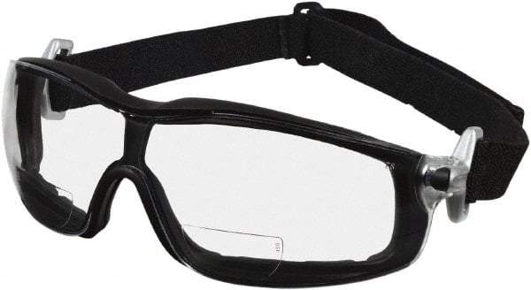 MCR Safety - +1.5, Clear Lenses, Scratch Resistant, Framed Magnifying Safety Glasses - Size Universal, Wrap Around, Black Frame - Top Tool & Supply