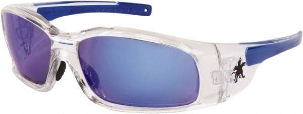 MCR Safety - Blue Mirror Lenses, Framed Safety Glasses - Scratch Resistant, Size Universal, Wrap Around - Top Tool & Supply