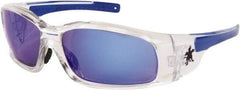 MCR Safety - Blue Mirror Lenses, Framed Safety Glasses - Scratch Resistant, Size Universal, Wrap Around - Top Tool & Supply