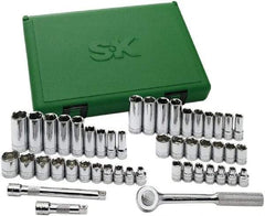 SK - 49 Piece 3/8" Drive Standard Deep Socket Set - 6 Points, 1/4 to 7/8", 6 to 19mm, Inch/Metric Measurement Standard - Top Tool & Supply