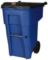 Rubbermaid - 65 Gal Blue Rectangle Trash Can - Polyethylene, 41.8" High x 32.3" Long x 25.3" Wide - Top Tool & Supply