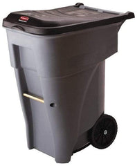 Rubbermaid - 65 Gal Gray Rectangle Trash Can - Polyethylene, 41.8" High x 32.3" Long x 25.3" Wide - Top Tool & Supply