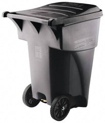 Rubbermaid - 95 Gal Gray Rectangle Trash Can - Polyethylene, 45.6" High x 35.4" Long x 27.3" Wide - Top Tool & Supply