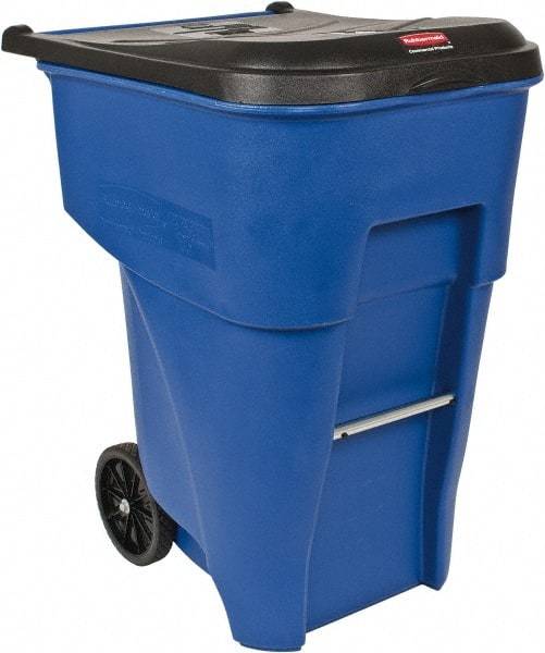 Rubbermaid - 95 Gal Blue Rectangle Trash Can - Polyethylene, 45.6" High x 35.4" Long x 27.3" Wide - Top Tool & Supply