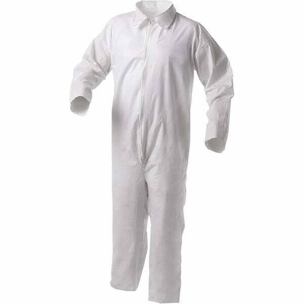 KleenGuard - Size 4XL Film Laminate General Purpose Coveralls - White, Zipper Closure, Open Cuffs, Open Ankles, Serged Seams - Top Tool & Supply