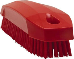 Vikan - 0.7" Bristle Length, Polyester Scrub Brush - 1-1/2" Wide Head, 4-1/2" OAL, Red, Polypropylene Block - Top Tool & Supply