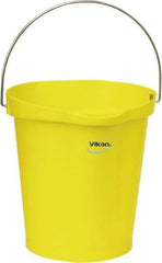 Vikan - 3 Gal, Polypropylene Round Yellow Single Pail with Pour Spout - Handle Included - Top Tool & Supply