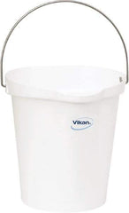 Vikan - 3 Gal, Polypropylene Round White Single Pail with Pour Spout - Handle Included - Top Tool & Supply