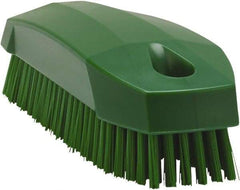 Vikan - 0.7" Bristle Length, Polyester Scrub Brush - 1-1/2" Wide Head, 4-1/2" OAL, Green, Polypropylene Block - Top Tool & Supply