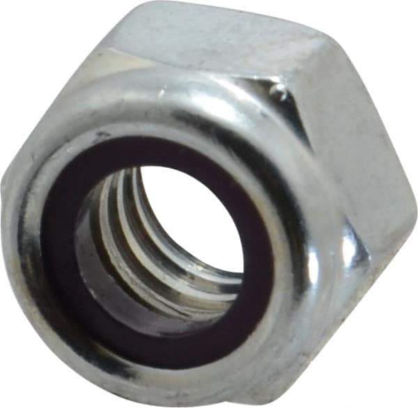 Value Collection - 5/16-18 UNC Grade B Hex Lock Nut with Nylon Insert - 1/2" Width Across Flats, 11/32" High, Zinc-Plated Finish - Top Tool & Supply