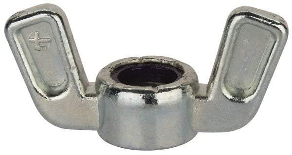 Value Collection - 3/8-16 UNC, Zinc Plated, Zinc Alloy Nylon-Insert Locking Wing Nut - Grade 2, 1-1/2" Wing Span, 0.718" Wing Span - Top Tool & Supply