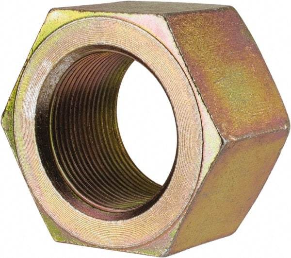 Value Collection - 1-3/4 - 12 UN Steel Right Hand Hex Nut - 2-3/4" Across Flats, 1-1/2" High, Zinc Yellow Dichromate Finish - Top Tool & Supply