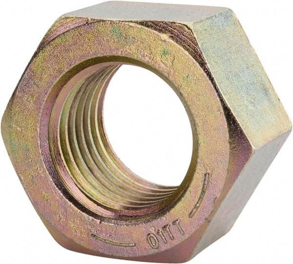 Value Collection - 2 - 4-1/2 UNC Steel Right Hand Hex Nut - 3-1/8" Across Flats, 1-23/32" High, Zinc Yellow Dichromate Finish - Top Tool & Supply