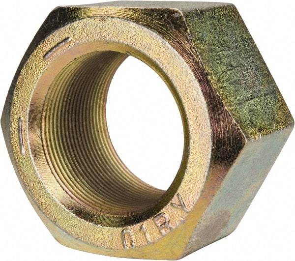 Value Collection - 2-12 UN Steel Right Hand Hex Nut - 3-1/8" Across Flats, 1-23/32" High, Zinc Yellow Dichromate Finish - Top Tool & Supply