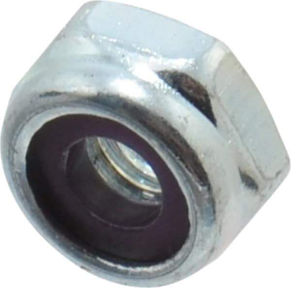 Value Collection - #10-32 UNF Grade 2 Hex Lock Nut with Nylon Insert - 3/8" Width Across Flats, 3/16" High, Zinc-Plated Finish - Top Tool & Supply