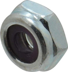 Value Collection - #10-24 UNC Grade 2 Hex Lock Nut with Nylon Insert - 3/8" Width Across Flats, 3/16" High, Zinc-Plated Finish - Top Tool & Supply