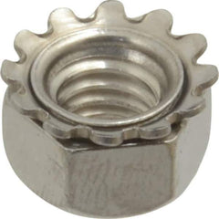 Value Collection - 5/16-18, 0.328" High, Uncoated, Stainless Steel Hex Nut with External Tooth Washer - 37/64" Washer Diam, 1/2" Width Across Flats, Grade 18-8 - Top Tool & Supply