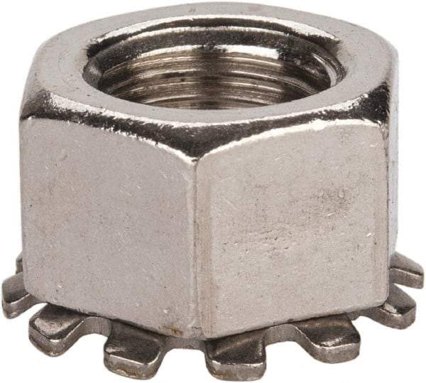 Value Collection - 3/8-24, 0.391" High, Uncoated, Stainless Steel Hex Nut with External Tooth Washer - 21/32" Washer Diam, 9/16" Width Across Flats, Grade 18-8 - Top Tool & Supply