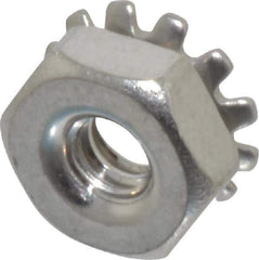 Value Collection - #6-32, 0.14" High, Uncoated, Stainless Steel Hex Nut with External Tooth Washer - 11/32" Washer Diam, 5/16" Width Across Flats, Grade 18-8 - Top Tool & Supply