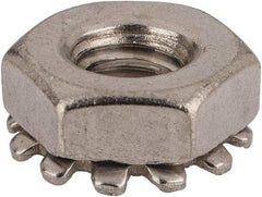 Value Collection - #10-24, 5/32" High, Uncoated, Stainless Steel Hex Nut with External Tooth Washer - 13/32" Washer Diam, 3/8" Width Across Flats, Grade 18-8 - Top Tool & Supply