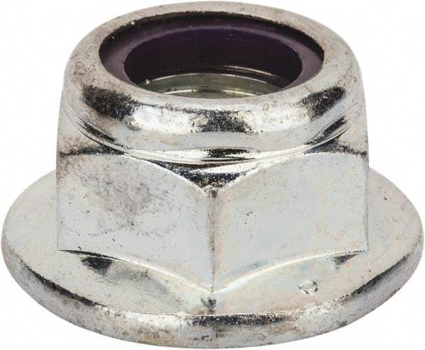 Value Collection - 3/4-10 UNC Grade 2 Hex Flange Lock Nut with Nylon Insert - 1-1/8" Width Across Flats, 13/16" High, Zinc-Plated Finish - Top Tool & Supply