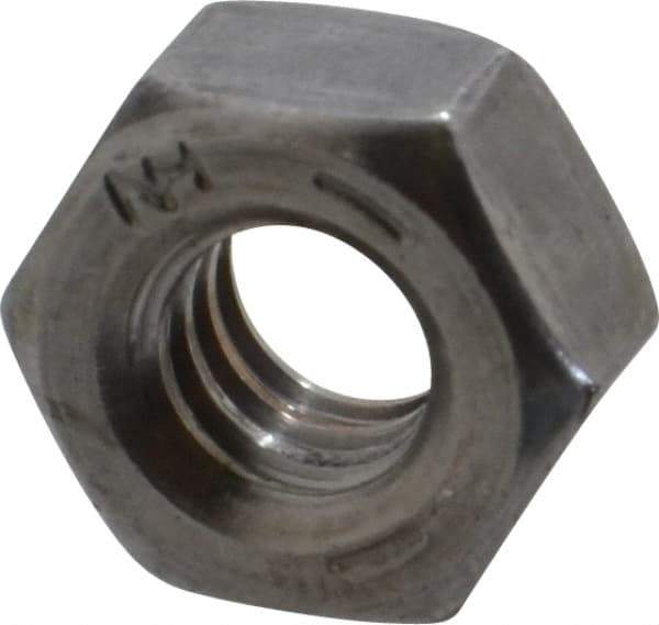 Value Collection - 1/4-20 UNC Steel Right Hand Hex Nut - 7/16" Across Flats, 0.226" High, Uncoated - Top Tool & Supply