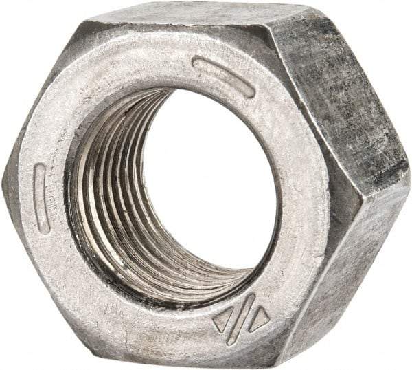 Value Collection - 9/16-18 UNF Steel Right Hand Hex Nut - 7/8" Across Flats, 0.496" High, Uncoated - Top Tool & Supply