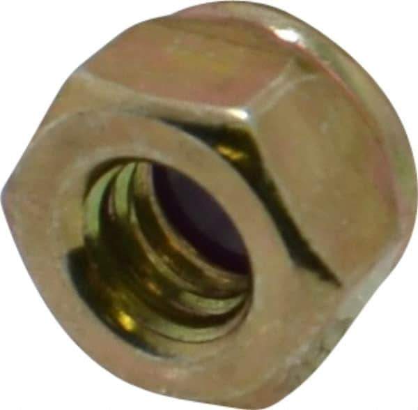 Value Collection - 1/4-20 UNC Grade 8 Hex Lock Nut with Nylon Insert - 7/16" Width Across Flats, 5/16" High, Zinc Yellow Dichromate Finish - Top Tool & Supply