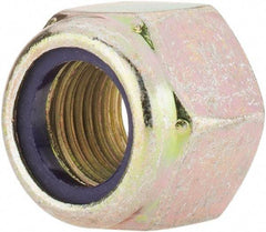 Value Collection - 1/2-20 UNF Grade 8 Hex Lock Nut with Nylon Insert - 3/4" Width Across Flats, 19/32" High, Zinc Yellow Dichromate Finish - Top Tool & Supply