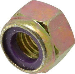 Value Collection - 9/16-12 UNC Grade 8 Hex Lock Nut with Nylon Insert - 7/8" Width Across Flats, 41/64" High, Zinc Yellow Dichromate Finish - Top Tool & Supply