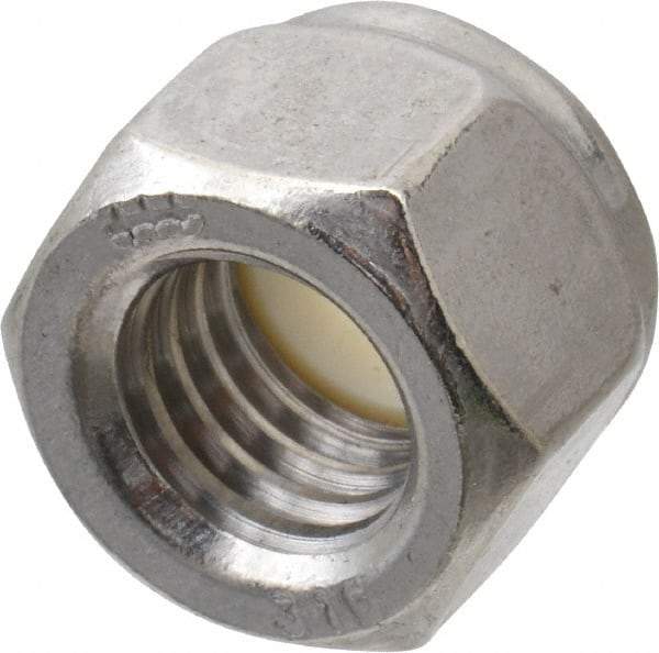 Value Collection - 1/2-13 UNC 316 Hex Lock Nut with Nylon Insert - 3/4" Width Across Flats, 19/32" High, Uncoated - Top Tool & Supply