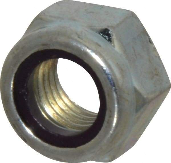 Value Collection - M12x1.50 Metric Fine Grade 8 Hex Lock Nut with Nylon Insert - 12mm High, Zinc-Plated Finish - Top Tool & Supply