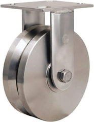 Hamilton - 6" Diam x 2" Wide, Stainless Steel Swivel Caster - 800 Lb Capacity, Top Plate Mount, 3-3/4" x 4-1/2" Plate, Delrin Bearing - Top Tool & Supply