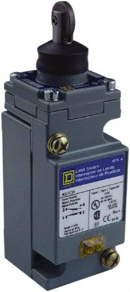 Square D - DPDT, 2NC/2NO, 600 Volt, Screw Terminal, Roller Plunger Actuator, General Purpose Limit Switch - 1, 2, 4, 6, 12, 13, 6P NEMA Rating, IP67 IPR Rating - Top Tool & Supply