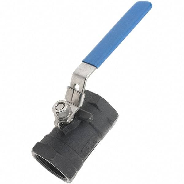 Value Collection - 1-1/2" Pipe, Carbon Steel Standard Ball Valve - 1 Piece, NPT Ends, Lever Handle, 2,000 WSP - Top Tool & Supply