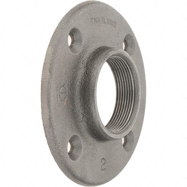 Value Collection - 2" Pipe, 5-1/2" OD, 1" Hub Length, Black Floor Pipe Flange - 4-1/4" Across Bolt Hole Centers, 5/16" Bolt Hole, 150 psi, Class 150 - Top Tool & Supply