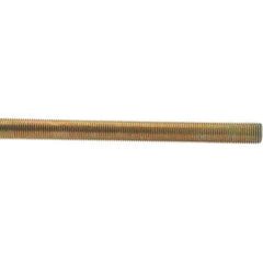 Value Collection - 1/2-20 UNF (Fine), 3' Long, Low Carbon Steel Threaded Rod - Yellow Zinc-Plated Finish - Top Tool & Supply