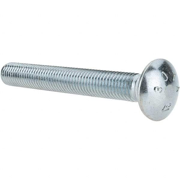 Value Collection - 5/8-11 UNC 5" Length Under Head, Standard Square Neck, Carriage Bolt - Grade 2 Steel, Zinc-Plated Finish - Top Tool & Supply