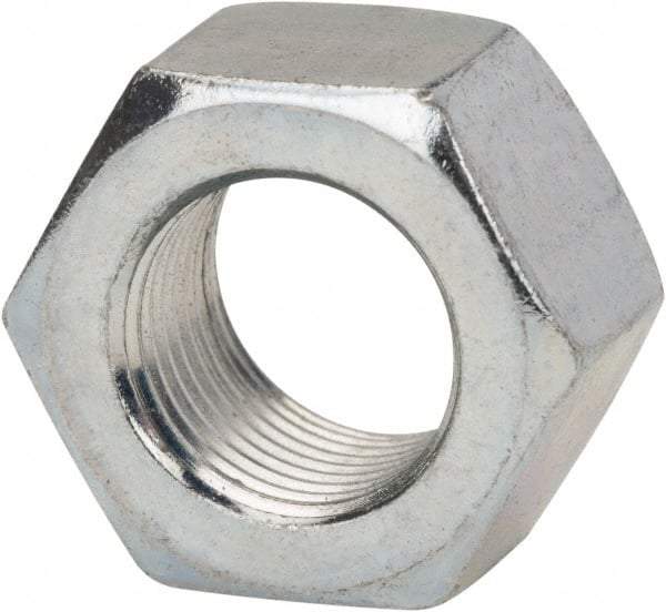 Made in USA - 3/8-24 UN Steel Right Hand Hex Nut - 9/16" Across Flats, 21/64" High, Zinc Clear Finish - Top Tool & Supply