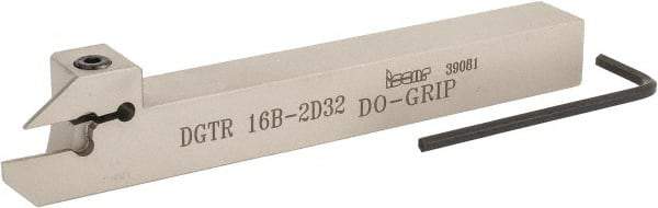 Iscar - 0.6299" Max Depth of Cut, 1.9mm Min Groove Width, 140mm OAL, Right Hand Indexable Grooving Cutoff Toolholder - 16mm Shank Height x 16mm Shank Width, DG. 1../DG. 2.. Insert Style, DGT Toolholder Style, Series Do Grip - Top Tool & Supply