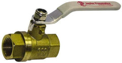 Value Collection - 1-1/2" Pipe, Full Port, Brass Full Port Ball Valve - Inline - Two Way Flow, FNPT x FNPT Ends, Lever Handle, 600 WOG, 150 WSP - Top Tool & Supply