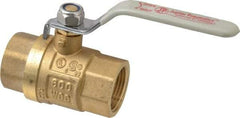 Value Collection - 1" Pipe, Full Port, Brass UL Listed Ball Valve - Inline - Two Way Flow, FNPT x FNPT Ends, Lever Handle, 600 WOG, 150 WSP - Top Tool & Supply