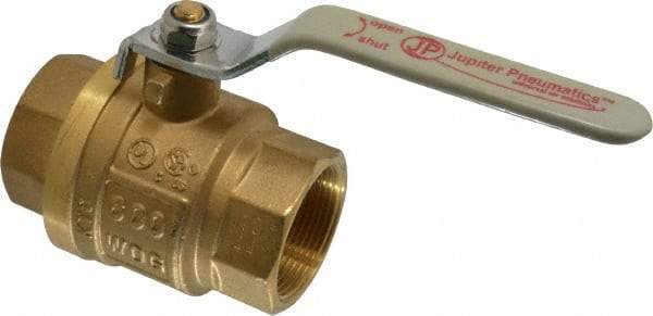 Value Collection - 1-1/2" Pipe, Full Port, Brass UL Listed Ball Valve - Inline - Two Way Flow, FNPT x FNPT Ends, Lever Handle, 600 WOG, 150 WSP - Top Tool & Supply