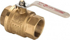 Value Collection - 2" Pipe, Full Port, Brass UL Listed Ball Valve - Inline - Two Way Flow, FNPT x FNPT Ends, Lever Handle, 600 WOG, 150 WSP - Top Tool & Supply