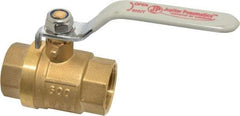 Value Collection - 1" Pipe, Full Port, Brass Full Port Ball Valve - Inline - Two Way Flow, MNPT x FNPT Ends, Lever Handle, 600 WOG, 150 WSP - Top Tool & Supply