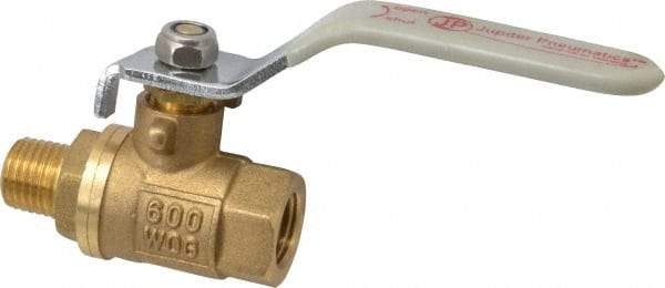 Value Collection - 1/4" Pipe, Full Port, Brass Full Port Ball Valve - Inline - Two Way Flow, MNPT x FNPT Ends, Lever Handle, 600 WOG, 150 WSP - Top Tool & Supply