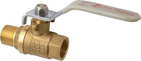 Value Collection - 3/8" Pipe, Full Port, Brass Full Port Ball Valve - Inline - Two Way Flow, MNPT x FNPT Ends, Lever Handle, 600 WOG, 150 WSP - Top Tool & Supply