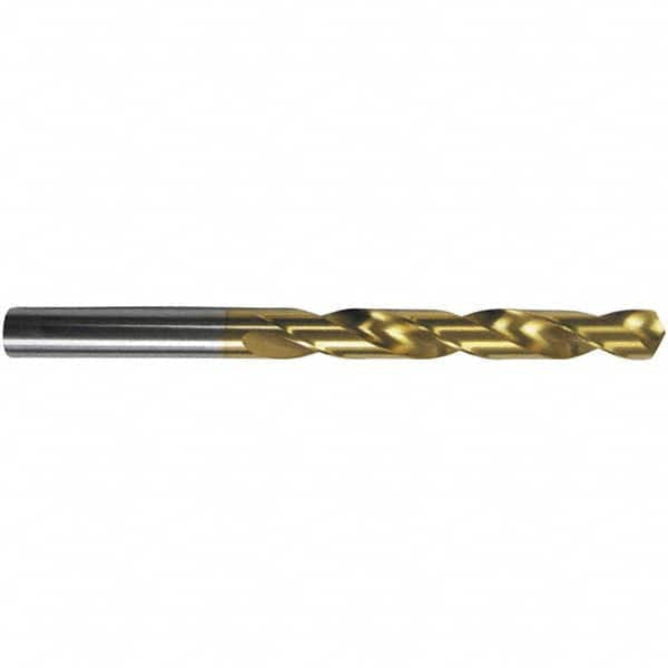 Jobber Length Drill Bit: 0.0268″ Dia, 118 °, High Speed Steel TiN Finish, 1.1024″ OAL, Right Hand Cut, Spiral Flute, Straight-Cylindrical Shank