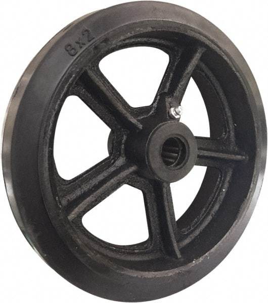 Value Collection - 8 Inch Diameter x 2 Inch Wide, Rubber on Cast Iron Caster Wheel - 600 Lb. Capacity, 5/8 Inch Axle Diameter, Roller Bearing - Top Tool & Supply