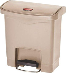 Rubbermaid - 4 Gal Rectangle Unlabeled Trash Can - 15.7" High x 14-7/8" Long, Beige, Resin - Top Tool & Supply